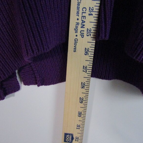 Woman Within Waffle Knit Sweater 1X Purple Buttons Modern Cozy Foldover Collar - Picture 8 of 10